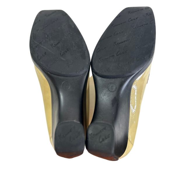 Vintage, Rare Kenneth Cole Butter Yellow Patent Leather Wedge Slip-Ons - Picture 9 of 10